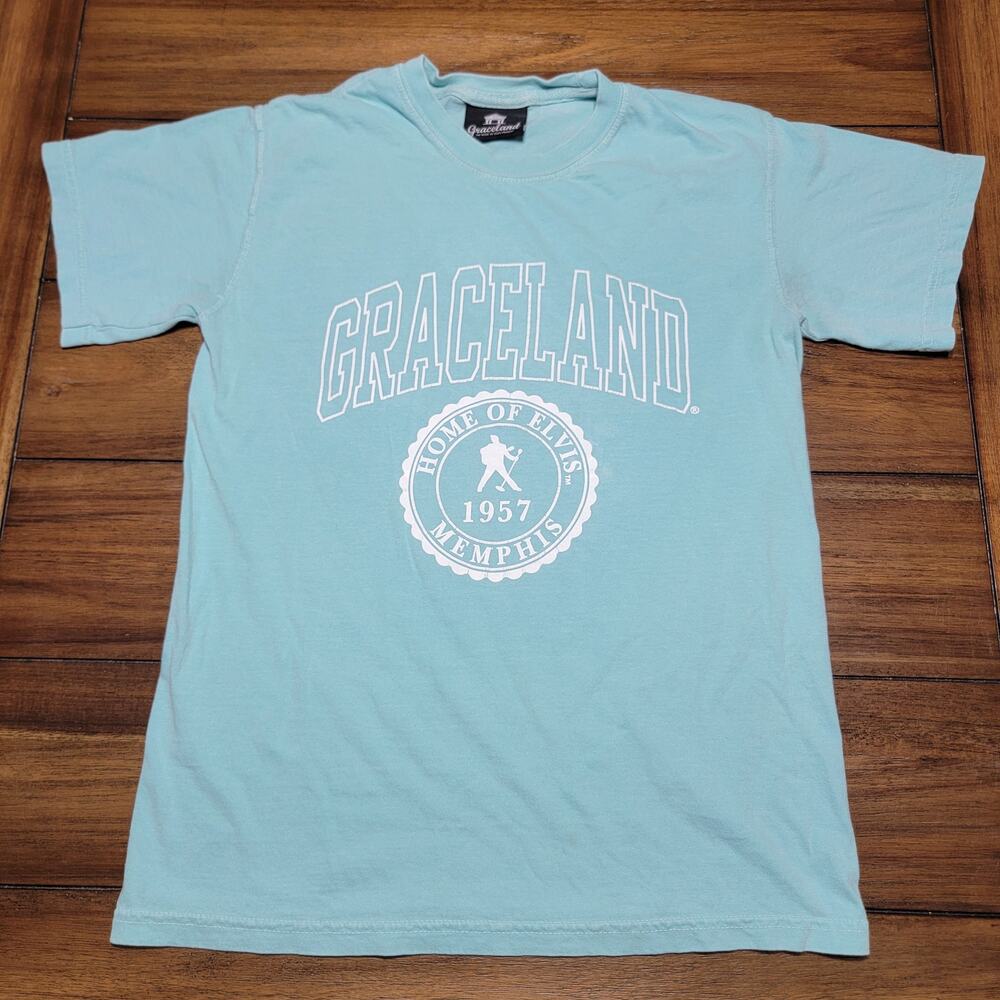 Graceland Teal Unisex Tee "Home Of Elvis 1957 Memphis" - Size Small
